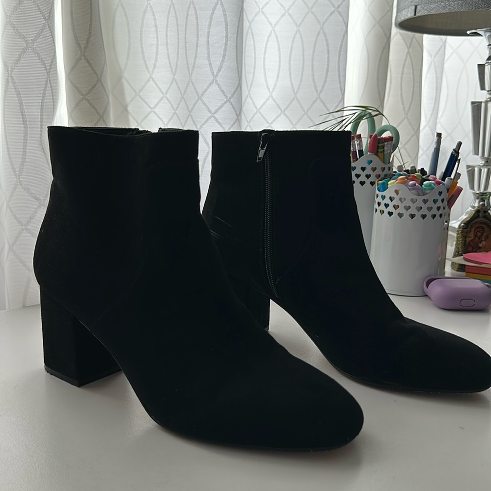 Loft Black Suede Booties/Heeled Boots | Size: 11